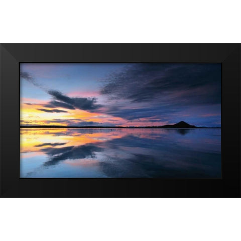 Lake Myvatn Reflections Black Modern Wood Framed Art Print by Mumford, Andy