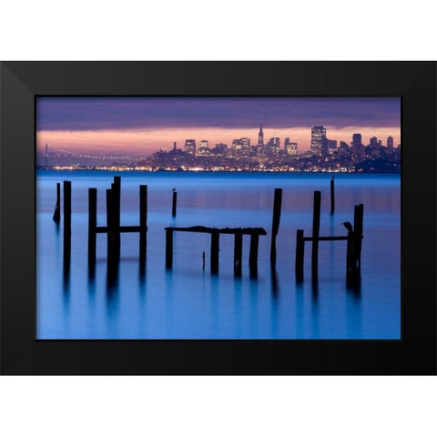 Bay Pilings  Sausalito Black Modern Wood Framed Art Print by Murray, Jeffrey