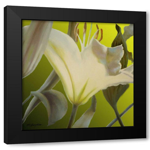 Lily Green Black Modern Wood Framed Art Print with Double Matting by McLaughlin, Jan