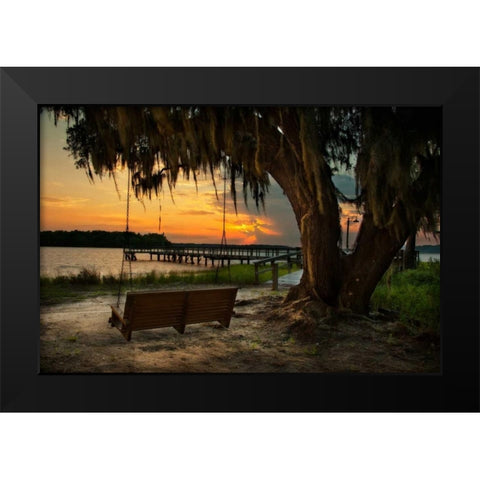 Savannah Sunset Black Modern Wood Framed Art Print by Mikaels, Natalie