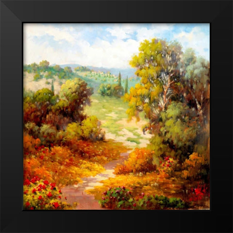 Autumn Path Black Modern Wood Framed Art Print by Marino