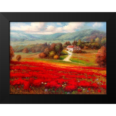 Poppy Fields Afar Black Modern Wood Framed Art Print by Marino