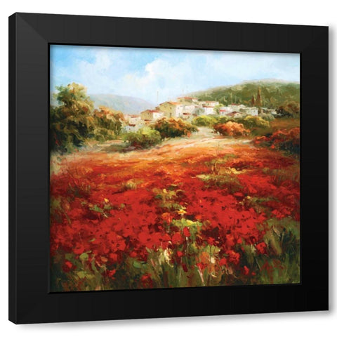 Poppyhill Village Black Modern Wood Framed Art Print with Double Matting by Marino