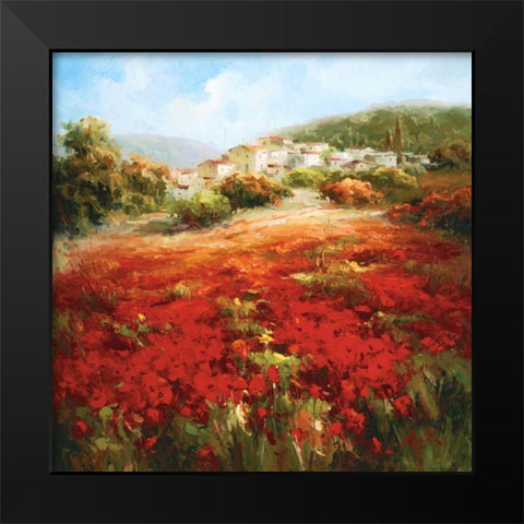Poppyhill Village Black Modern Wood Framed Art Print by Marino