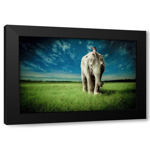 Elephant Carry Me Black Modern Wood Framed Art Print with Double Matting by Madison, Jeff