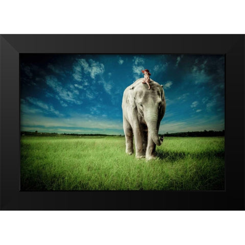 Elephant Carry Me Black Modern Wood Framed Art Print by Madison, Jeff