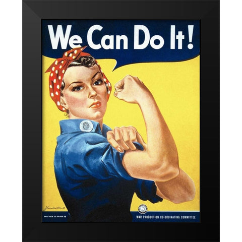 Rosie the Riveter Black Modern Wood Framed Art Print by Miller, J. Howard