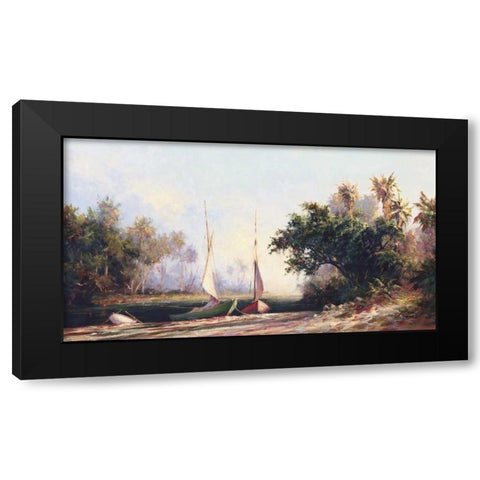 Peace River Sunset Black Modern Wood Framed Art Print with Double Matting by Malarz