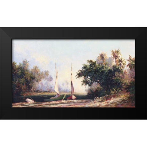 Peace River Sunset Black Modern Wood Framed Art Print by Malarz