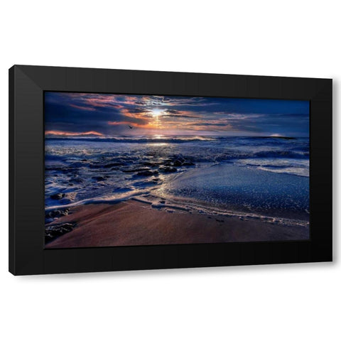 Deep Blue Black Modern Wood Framed Art Print by Mikaels, Natalie