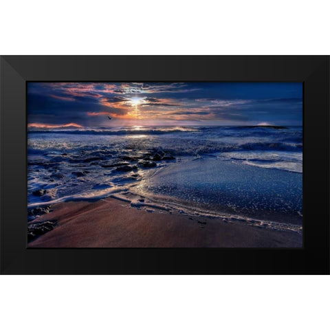 Deep Blue Black Modern Wood Framed Art Print by Mikaels, Natalie