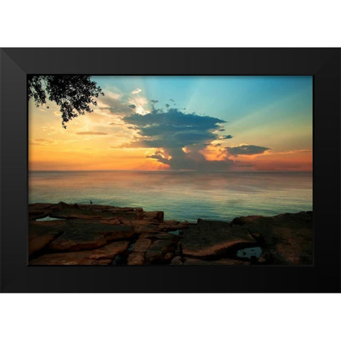 Tranquil Overlook Black Modern Wood Framed Art Print by Mikaels, Natalie
