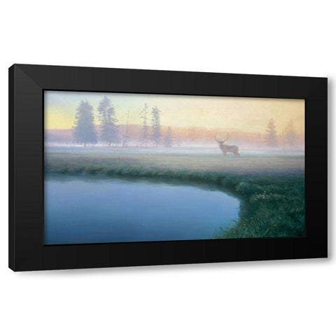 Yellowstone Mist Black Modern Wood Framed Art Print with Double Matting by Manocchia, Adriano