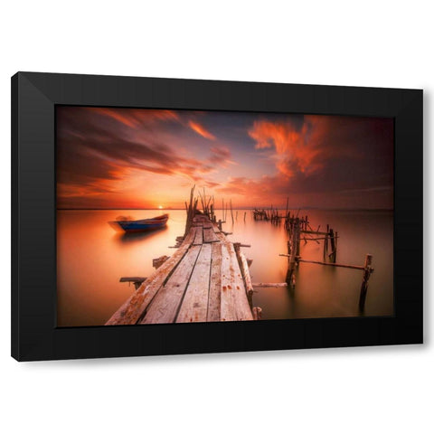 Red SunsetÃ‚Â at Carrasqueira, Alentejo Black Modern Wood Framed Art Print with Double Matting by Mumford, Andy