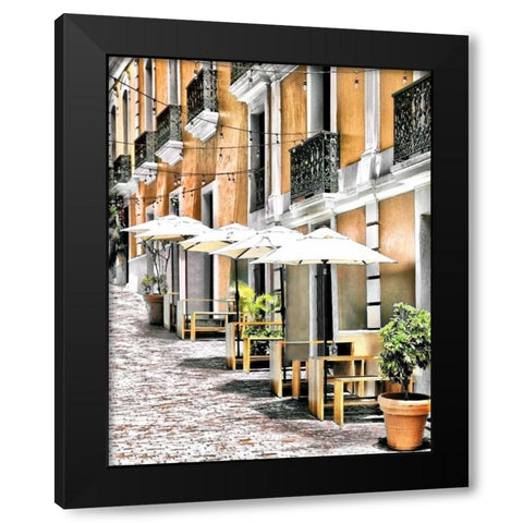 Old San Juan Siesta Black Modern Wood Framed Art Print by Miamee, Golie