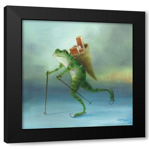 The Yuletide Frog Black Modern Wood Framed Art Print by McInnes, DD