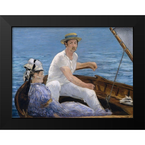Boating Black Modern Wood Framed Art Print by Manet, Edouard