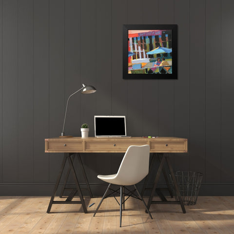 Bus Stop Cafe Black Modern Wood Framed Art Print by Mollica, Patti