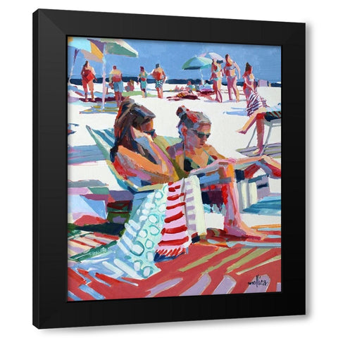 Beach Gossip Black Modern Wood Framed Art Print by Mollica, Patti