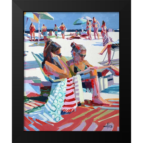 Beach Gossip Black Modern Wood Framed Art Print by Mollica, Patti