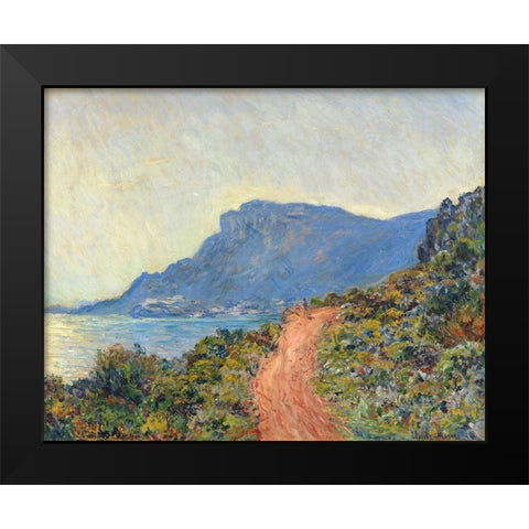 La Corniche near Monaco, 1884 Black Modern Wood Framed Art Print by Monet, Claude