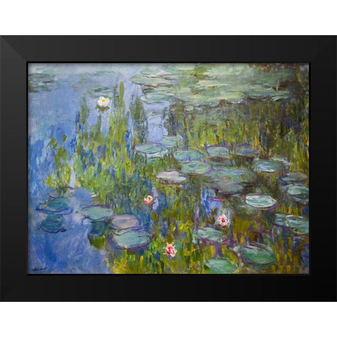 Seerosen Black Modern Wood Framed Art Print by Monet, Claude