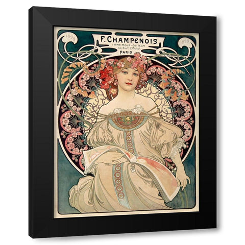 F. Champenois imprimeur diteur Black Modern Wood Framed Art Print with Double Matting by Mucha, Alphonse