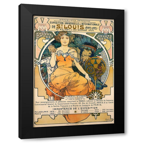 1904 St. Louis Worlds Fair Poster Black Modern Wood Framed Art Print with Double Matting by Mucha, Alphonse