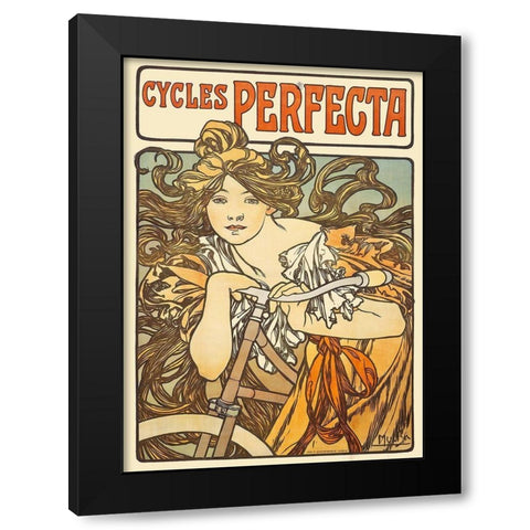 Cycles Perfecta, 1902 Black Modern Wood Framed Art Print with Double Matting by Mucha, Alphonse
