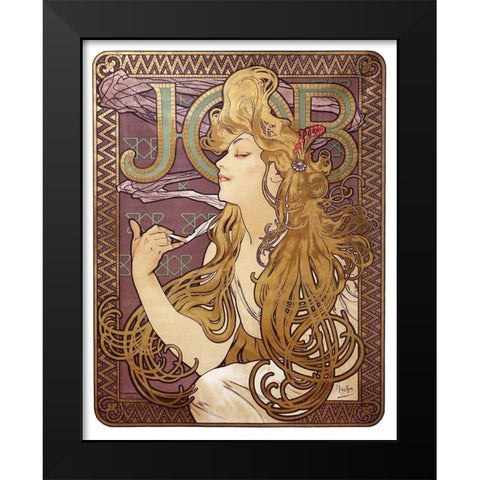 Job Cigarette Rolling Papers Advertisement, 1897 Black Modern Wood Framed Art Print by Mucha, Alphonse