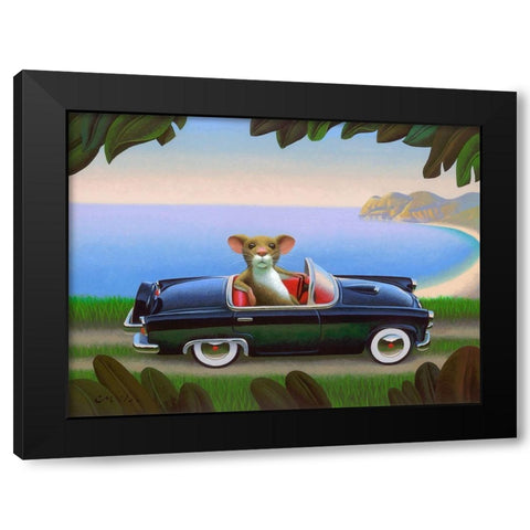 Mouster Black Modern Wood Framed Art Print by Miles, Chris