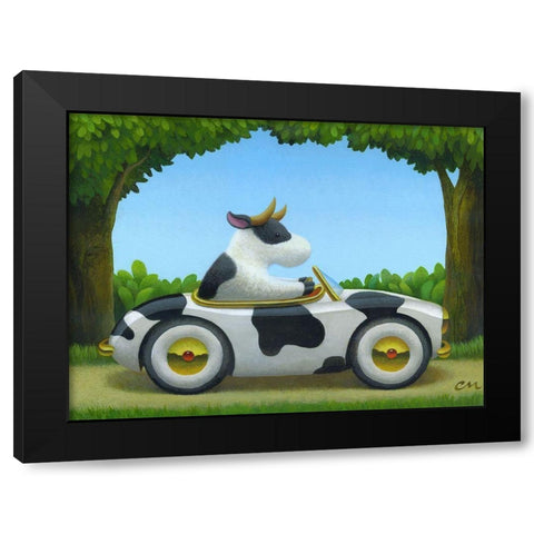 Cow Car Black Modern Wood Framed Art Print by Miles, Chris