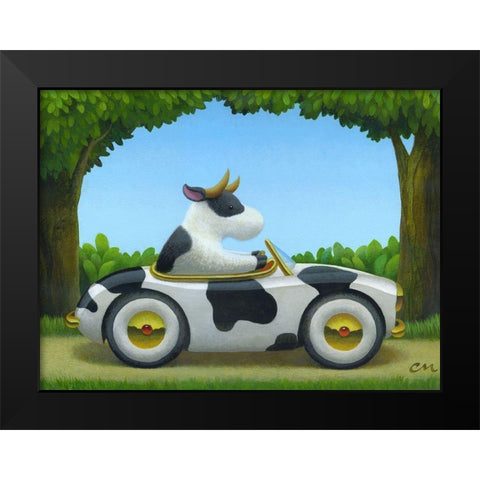 Cow Car Black Modern Wood Framed Art Print by Miles, Chris