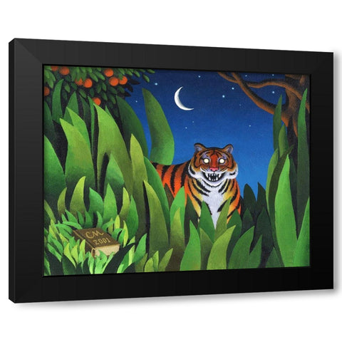 Tiger Tyger Black Modern Wood Framed Art Print by Miles, Chris