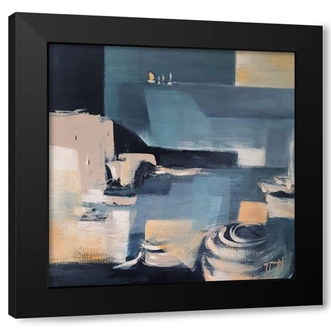 Home Port Black Modern Wood Framed Art Print by Montel, Fanou
