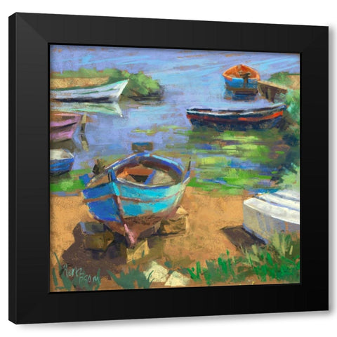 Fishing Boats in Marsala Black Modern Wood Framed Art Print by Mertz, Nancie King