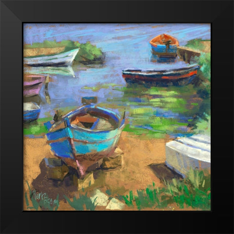 Fishing Boats in Marsala Black Modern Wood Framed Art Print by Mertz, Nancie King