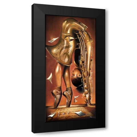Balletic Tune Black Modern Wood Framed Art Print with Double Matting by Muhammad, Salaam