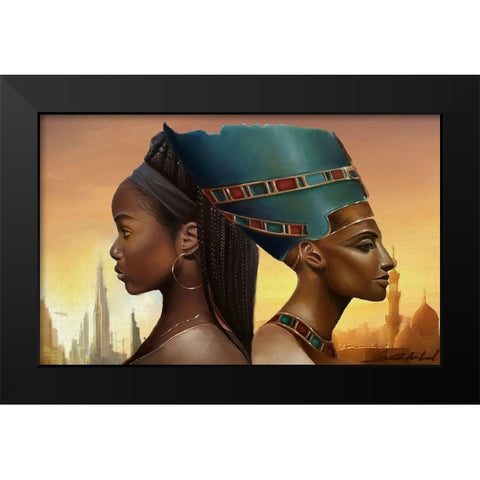 Past and Future Queens Black Modern Wood Framed Art Print by Muhammad, Salaam
