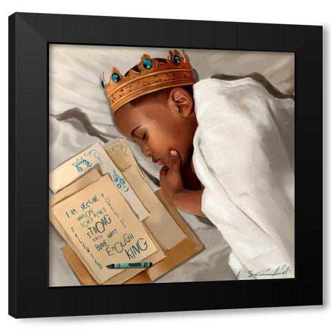 Even When Im Sleeping - Boy Black Modern Wood Framed Art Print by Muhammad, Salaam