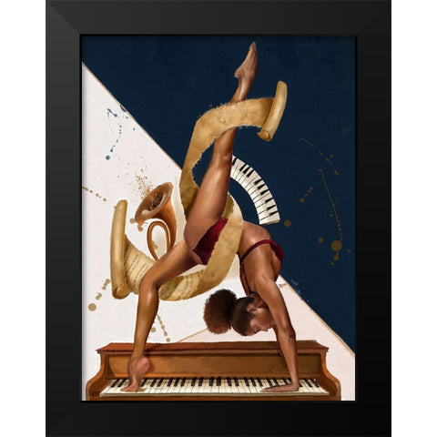 Fluency Black Modern Wood Framed Art Print by Muhammad, Salaam