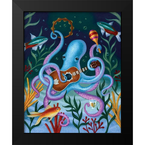The Virtuoso In Blue Black Modern Wood Framed Art Print by Matarazzo, Gina