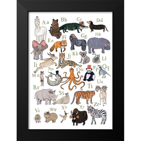 ABC Party Animal Black Modern Wood Framed Art Print by Melin, Hanna