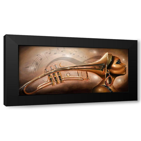 She Is Music Black Modern Wood Framed Art Print with Double Matting by Muhammad, Salaam