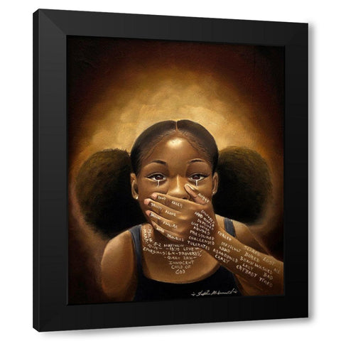 Words We Never Said Black Modern Wood Framed Art Print by Muhammad, Salaam