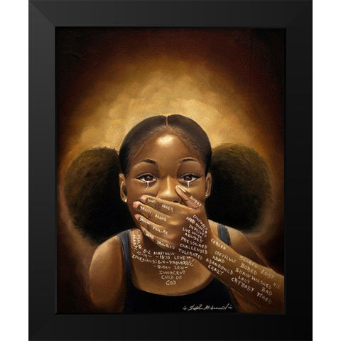 Words We Never Said Black Modern Wood Framed Art Print by Muhammad, Salaam