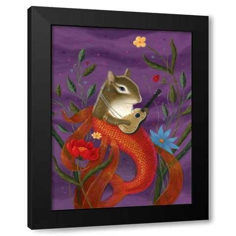 Aurelia The Mermouse Black Modern Wood Framed Art Print with Double Matting by Matarazzo, Gina