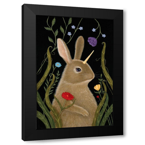 Beatrix the Bunnicorn Black Modern Wood Framed Art Print by Matarazzo, Gina