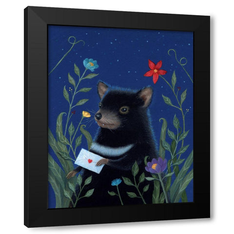 Jingos Letter Black Modern Wood Framed Art Print by Matarazzo, Gina