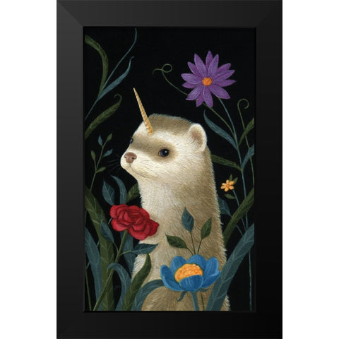 Petey the Ferricorn Black Modern Wood Framed Art Print by Matarazzo, Gina